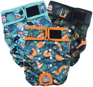 Washable Dog Diapers (3 Pack), Reusable Dog Diapers for Doggie Heat Period, Reus - Picture 1 of 12
