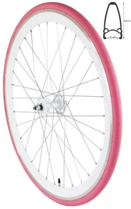 REDONDO 28 Zoll Vorderrad Singlespeed Fixie Laufrad Felge Weiß Pink + Reifen - Bild 1 von 1