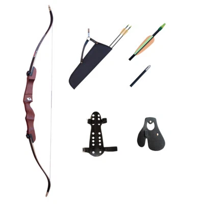 FRANKS-CASTLE Bogenset Recurvebogen Core Brownred 68" Fiberglaspfeile Köcher Schutz