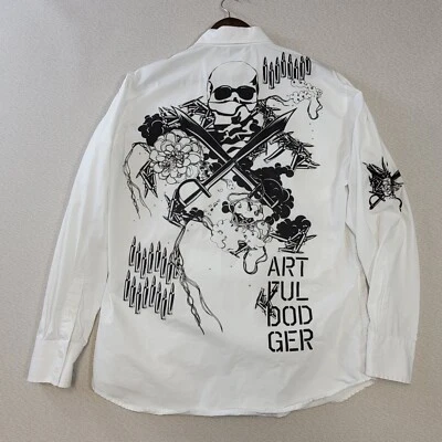 Artful Dodger Y2K Button Shirt Mens Large Streetwear Urban Warrior Assassin - Image 1 of 4