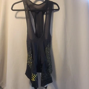 HEAVY PEDAL Bike BIB Shorts Womens Size SMALL Cycle Bicycle Black & Yellow - Picture 1 of 15