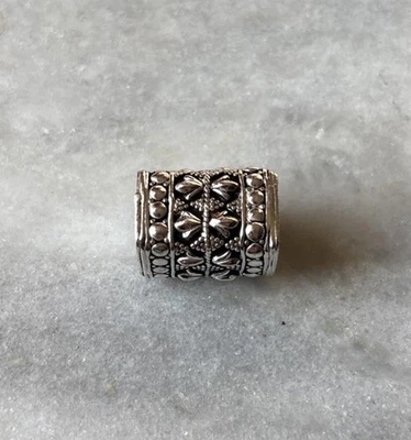 Tibetan Silver Repousse Square Focal Bead Handmade In Nepal 14mm CC741 - Image 1 of 2