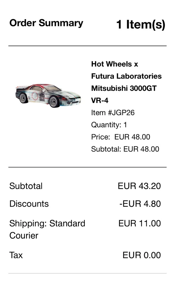 Hot Wheels x Futura Laboratories Mitsubishi 3000GT VR-4 FAST SHIP ✅ - Immagine 1 di 1