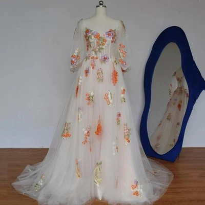 Customized Wedding Dress for Bride Woman Bride Gowns Flower Fabric Wedding Dress - Image 1 of 4