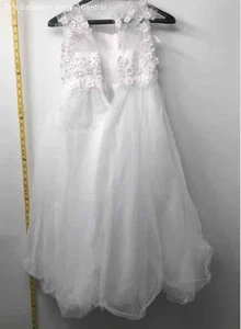 Cinderella Girls White Sleeveless Formal Beaded Lace Fit & Flare Dress Size 8 - Picture 1 of 6