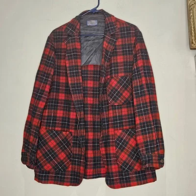 Blazer Chaqueta De Colección Pendleton Lana Grande Lana Franela a Cuadros Oscura Academia Preppy Foto 1 de 4