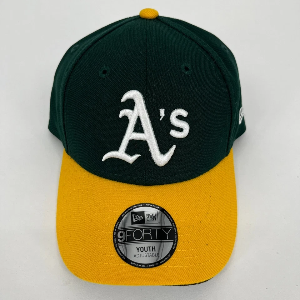 New Era Oakland Athletics Strapback Hat Youth Size Green Yellow A's New NWT - Image 1 of 4