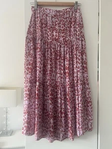 Whistles Summer Tiered Midi Skirt Pink/Red Cheetah Print Size UK 6 EU 34 BNWT - Picture 1 of 18