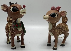 Rare Jim Shore Enesco Rudolph And Clarice Reindeer Traditions 3” Ornaments 2009 - Picture 1 of 19