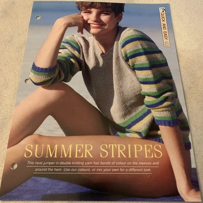 VINTAGE CREATIVE NEEDLES PATTERN - SUMMER STRIPES KNITTING PATTERN IN DK YARN - Image 1 of 4
