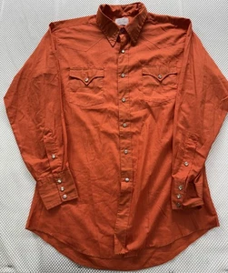 Camicia vintage H Bar C uomo arancione perla snap ranchwear coda lunga western - Foto 1 di 5