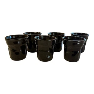 BIALETTI Bicchierini Crumpled Espresso Cups Ceramic Pack Of 6 NIP 2.5” Black - Picture 1 of 5
