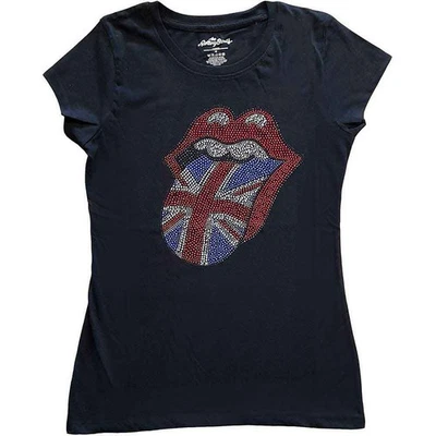 ROCK OFF TRADE Ladies The Rolling Stones Classic Uk Diamante Official Tee T-Shirt Womens