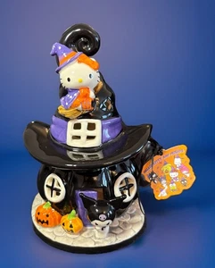 Blue Sky 2025 Hello Kitty & Kuromi T-Light Witch Hat Cottage Halloween 8" - Picture 1 of 7