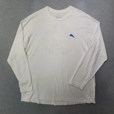 Tommy Bahama T Shirt Mens XLT White Relax Crew Neck Floral Casual Logo - Image 1 of 4