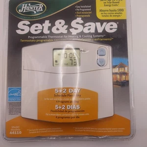 Hunter Set & $ave Programmable Thermostat Heating Cooling 5+2 Day 44110 - Picture 1 of 4