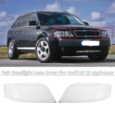 Par de cubiertas de repuesto de lente de faros delanteros izquierda+derecha para Audi A6 C5 1999-2002 Foto 1 de 4