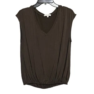 ERI + ALI Anthropologie Soft Lightweight ELASTIC Hem Knit Shirt/Top Grey Sz S - Picture 1 of 8