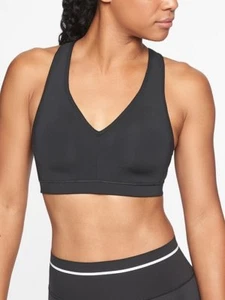Athleta Sheer Wrap Bra in Black, Sports Bra Gym Train Run Fitness Workout - Picture 1 of 3