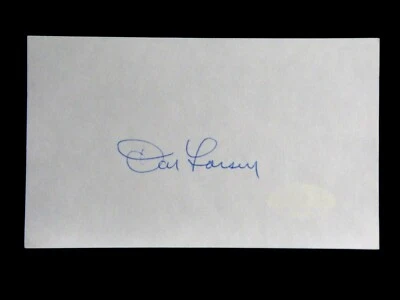 DON LARSEN JSA CERTIFIED SIGNED INDEX CARD AUTOGRAPHED AUTO YANKEES PERFECT GAME - Image 1 of 2