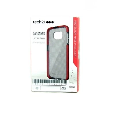 TECH21 CASE FOR SAMSUNG GALAXY S6 EVO CHECK FLEX SHOCK THIN RED SMOKY T21-4451 - Image 1 of 2