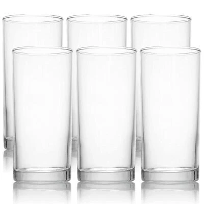 6 x 290ml Pasabahce Tall Drinking Clear Glass Highball Glasses Tumblers Box Set