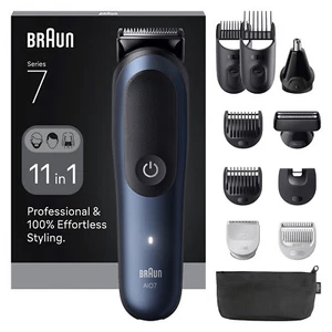 Braun Rifinitore All in One per Barba e Capelli 11 in 1 Blu/Nero serie 7 AIO7540 - Foto 1 di 3