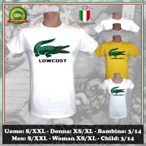 T-SHIRT LOWCOST PARODY TRIBUTE IRONIC COCCODRILLO HAPPINESS UOMO DONNA BAMBINO - Picture 1 of 2