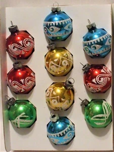 10 Plantillas HOLLY 1 3/4" Vidrio Bola de Navidad Adorno De Colección Azul Verde Dorado Rojo - Imagen 1 de 9