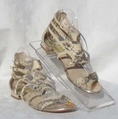 VINCE CAMUTO US 37 7 Ivory Python Gladiator Sandals Flats Strappy Zip HOSANNA - Image 1 of 4