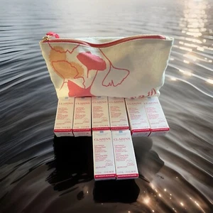 Clarins Cleansing Milk X 8 Travel Size 10ml Each , New Boxed With Beauty Pouch - Picture 1 of 5