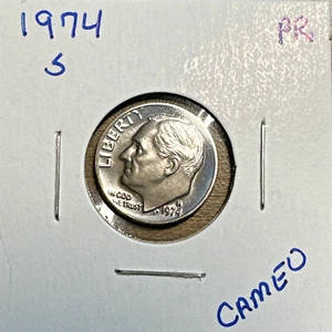 1974-S Roosevelt Dime Cameo PROOF (Brilliant Uncirculated) San Francisco Mint - Picture 1 of 3