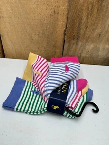 Polo Ralph Lauren Stripe Socks Girls 9-11 (Shoe Size 4-10)3pack vibrant NEW NWT - Picture 1 of 3