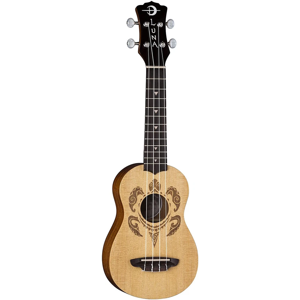 LUNA Guitars Honu Turtle Spruce Soprano Ukulele Satin Natural