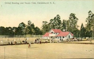 PRINTED POSTCARD OF UNITED BOWLING AND TENNIS CLUB, CHRISTCHURCH, NEW ZEALAND - Picture 1 of 2