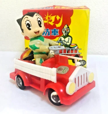 Masudaya Modern Toys Mirror Man Fire Truck Tin Vintage Car MIGHTY ATOM  with Box - Image 1 of 4