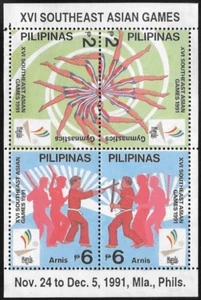 Filippine 1991 XVI Giochi del Sud-Est Asiatico (Ginnastica/Arnis) - Foglio ricordo - Foto 1 di 2