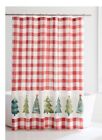 Fabric Shower Curtain for Bathroom Christmas Trees Red White Plaid New