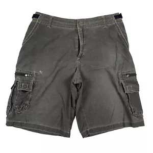 Kuhl Distressed Olive Outdoor Hiking Cargo Shorts Pockets Cinch Waist Size XL - Picture 1 of 13