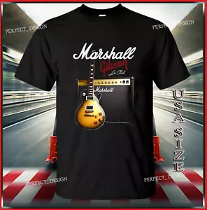 Camiseta Marshall Gibson Guitarra Arte Póster Para Hombre Negro - Imagen 1 de 7