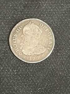 Carlos III, 2 Reales Pillars 1773 Peru, Good, You Grade It - Picture 1 of 2