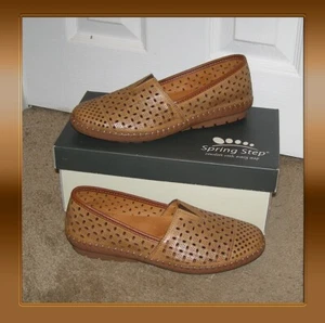 NEW in Box size 8.5 SPRING STEP Oralis Brown Loafers Perforated Design shoes - Picture 1 of 8