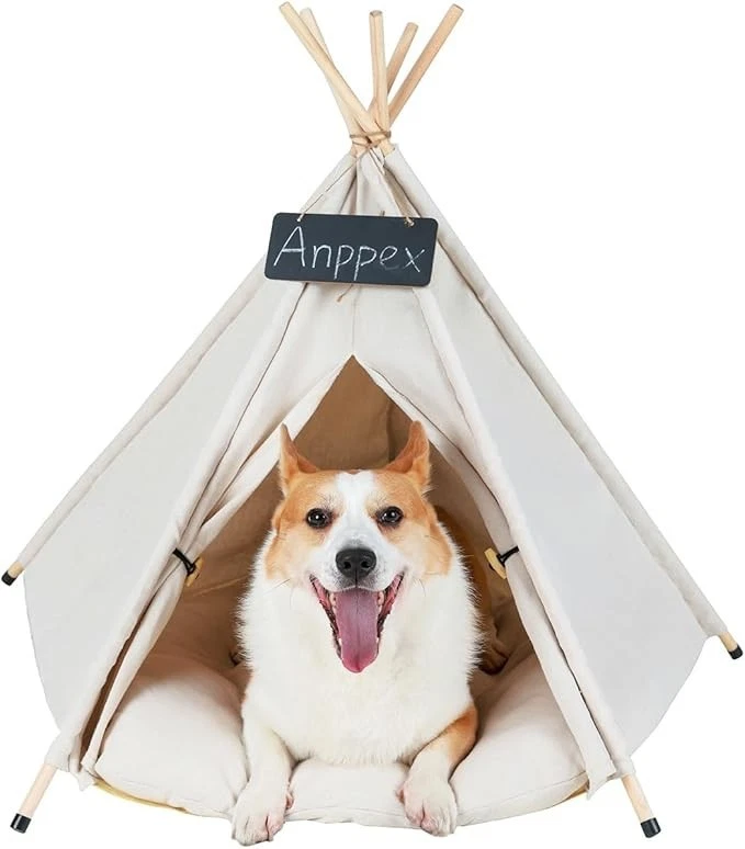 Tienda Tipi para Perros 28 Pulgadas Interior, Tamaño L Tienda para Mascotas Cama para Perros Medianos y Pequeños,... Foto 1 de 4