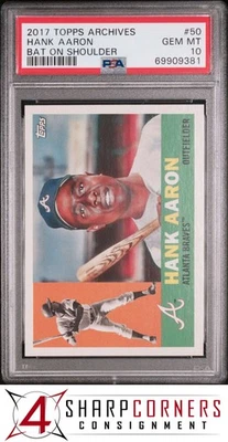 2017 TOPPS ARCHIVES #50 HANK AARON HOF BAT ON SHOULDER POP 6 PSA 10 - Image 1 of 3