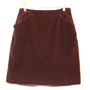 Vintage Women's Brown Corduroy Midi Skirt 30" Pockets Lined Back Slit - Picture 1 of 3