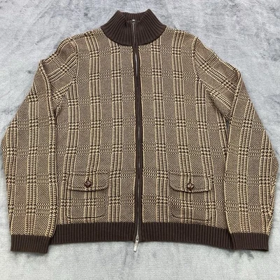 Ralph Lauren Glen Chaqueta Suéter a Cuadros Marrón Tonos Para Mujer Talla XL Cremallera Completa Foto 1 de 4