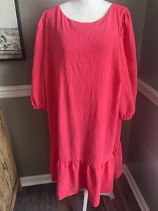 NWT DKNY Women’s Daytime Knee Length Ruffle Dress Pink Plus Size 18W - Picture 1 of 7