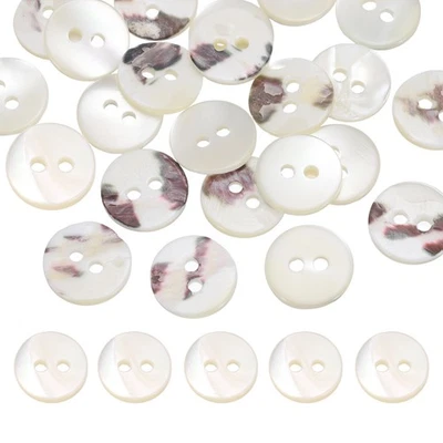 16Pcs Natural Shell Buttons,12.5mm 2 Holes Pearl Button,Pearl White - Image 1 of 4