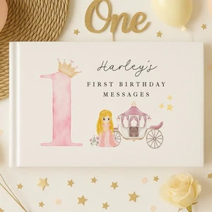 Personalised Pink Princess Birthday Party Guest Book - Picture 1 of 7