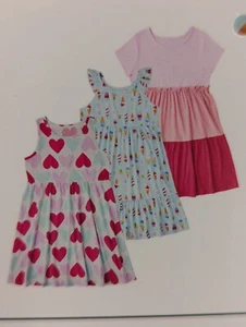 Member's Mark Girl's 3 Pack Play Dress Sz L (10/12) Ice Cream , Hearts ,and Pink - Picture 1 of 7